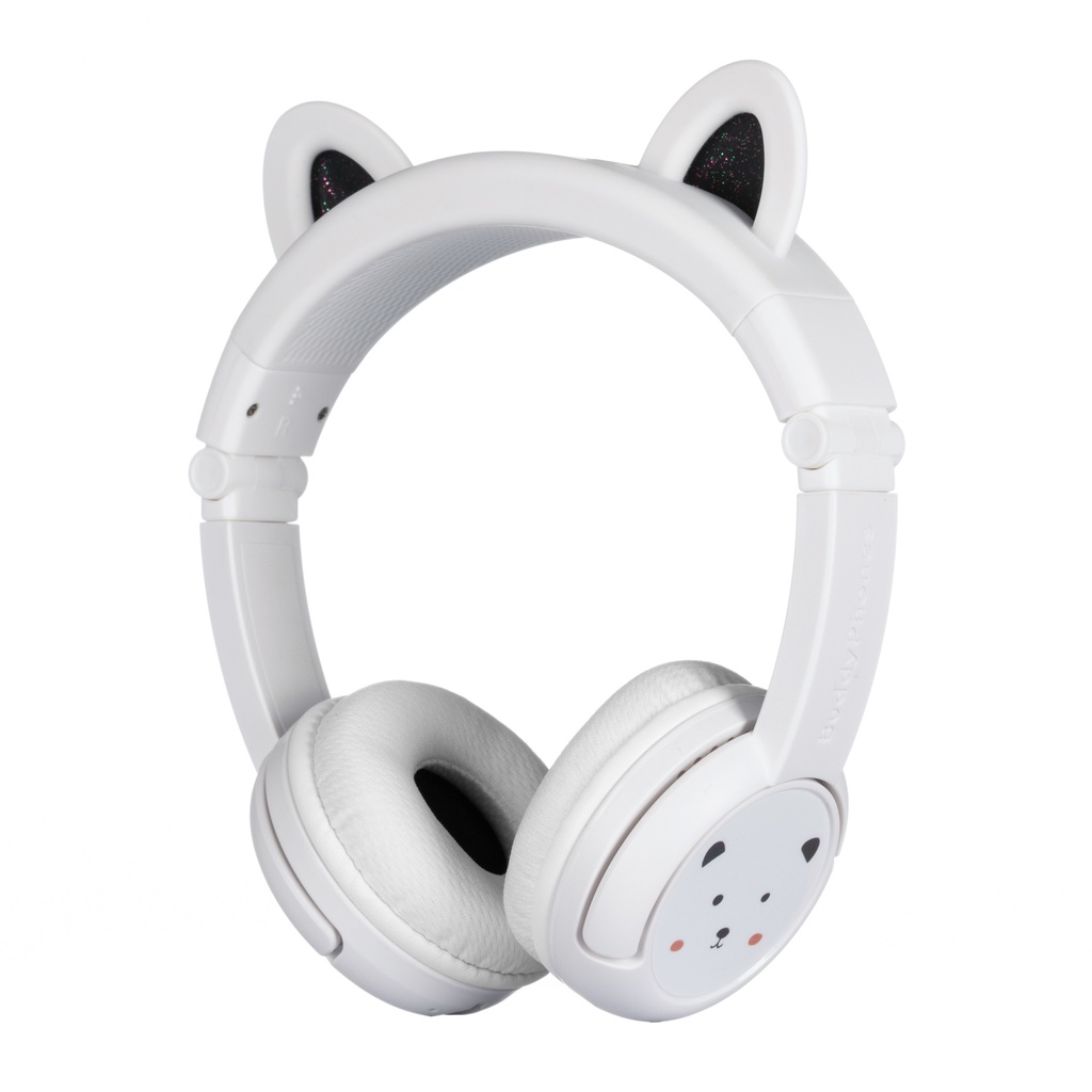 BuddyPhones Play Ears Plus, PANDA BEAR ears color white